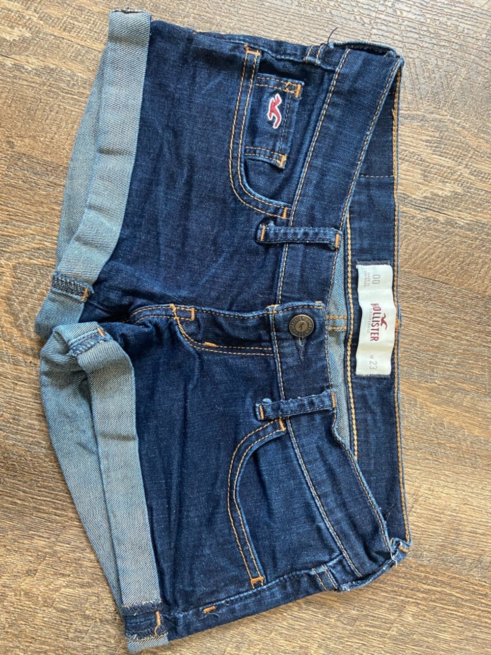 Hollister Dark Blue Cuffed Denim Jean Shorts